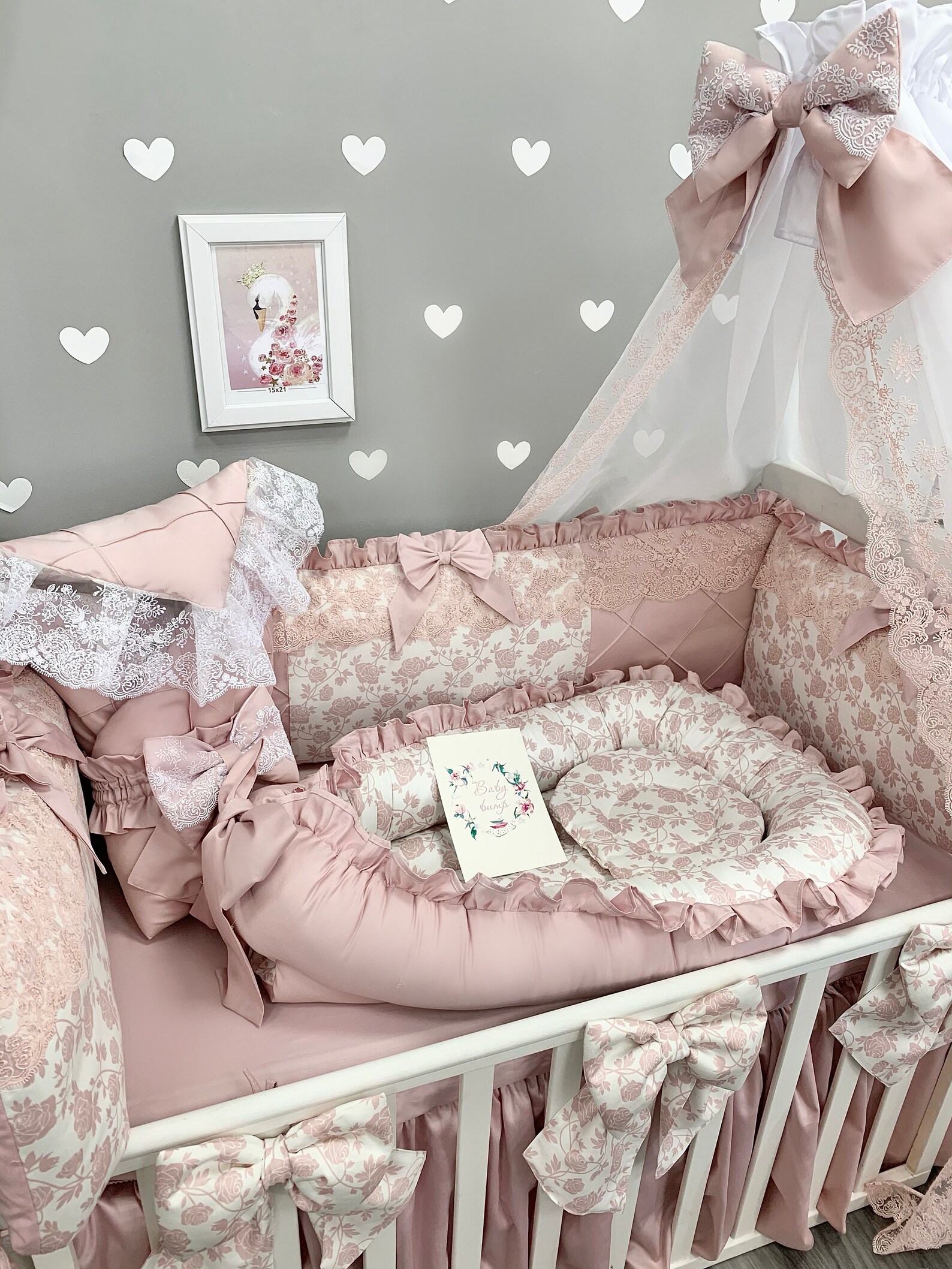 Bed linen for baby cot with roses crib bedding set for girl Etsy