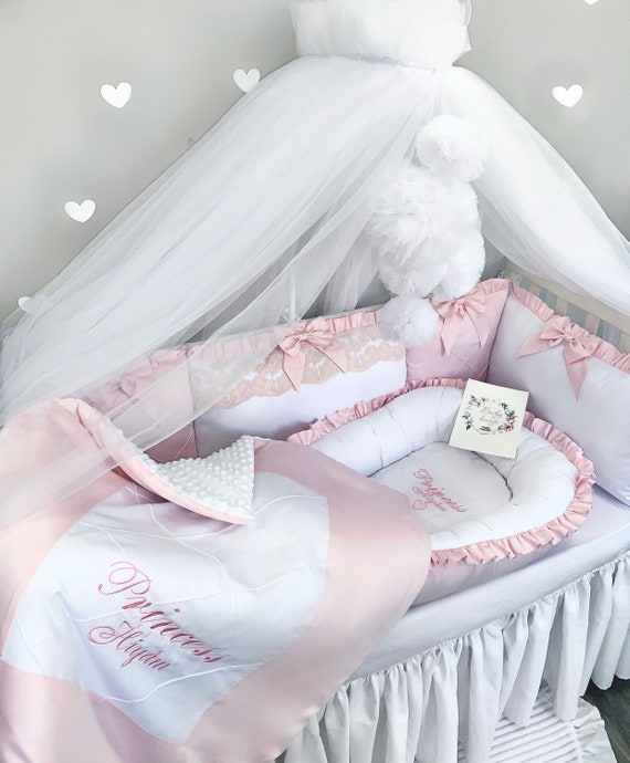 Baby Crib Bumper for girl Cot Bumper Pillow Set Crib baby Etsy