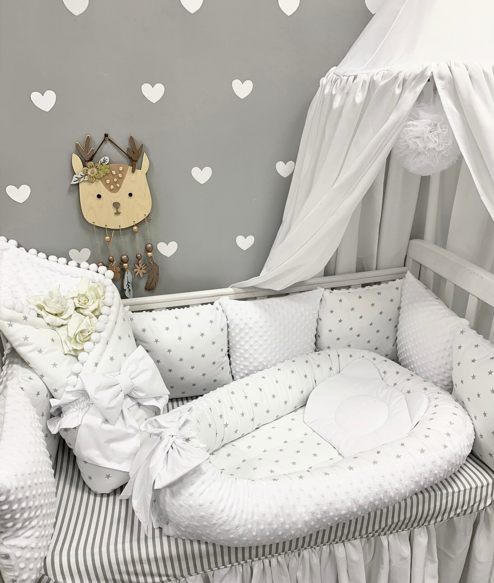 Crib Bumper Set for Oval Bed. Cot Bedding for Stokke Crib. Etsy