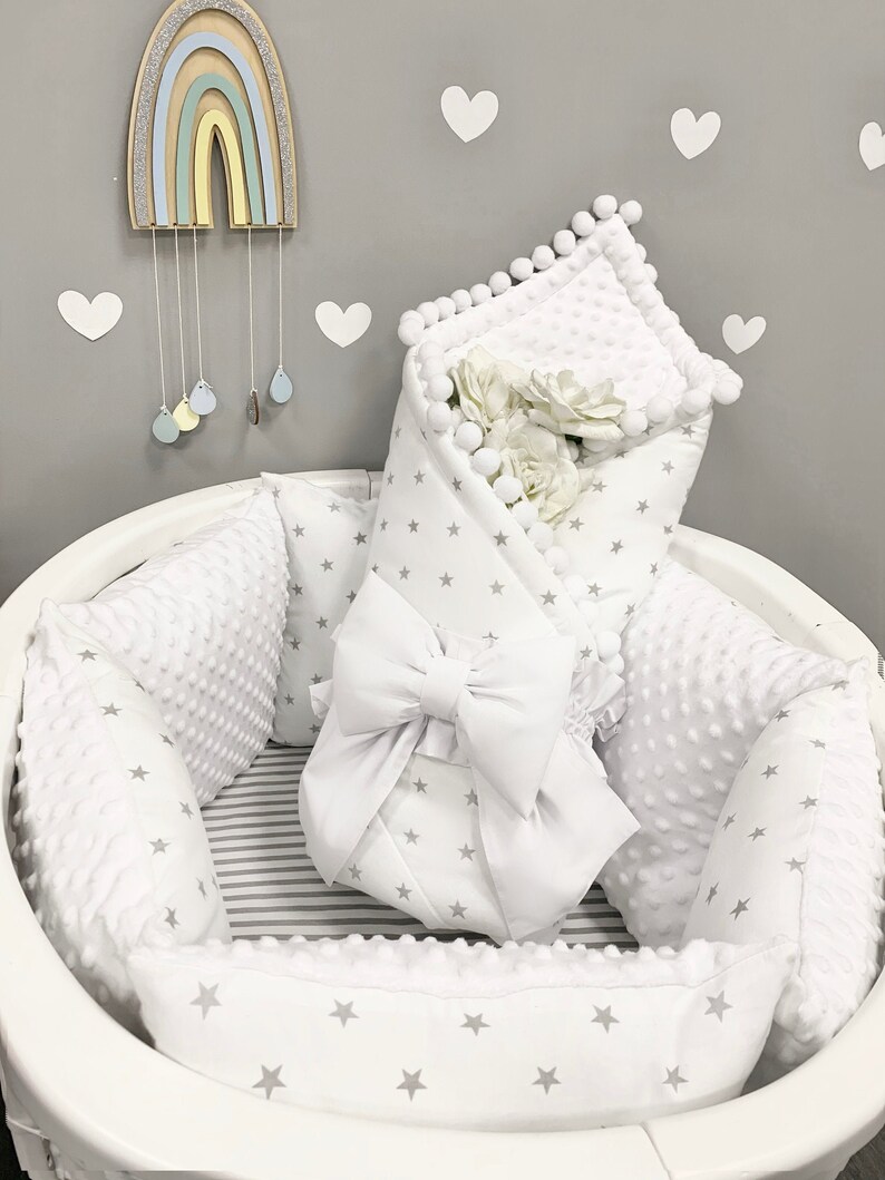 Crib Bumper Set for Oval Bed. Cot Bedding for Stokke Crib. Etsy