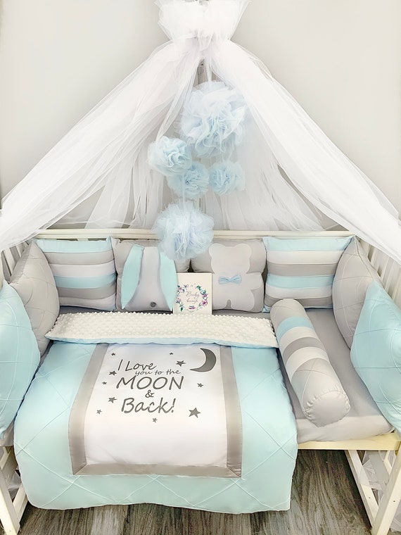 Bumper Set With Canopy Pillow Bumper Set Newborn Nest Etsy