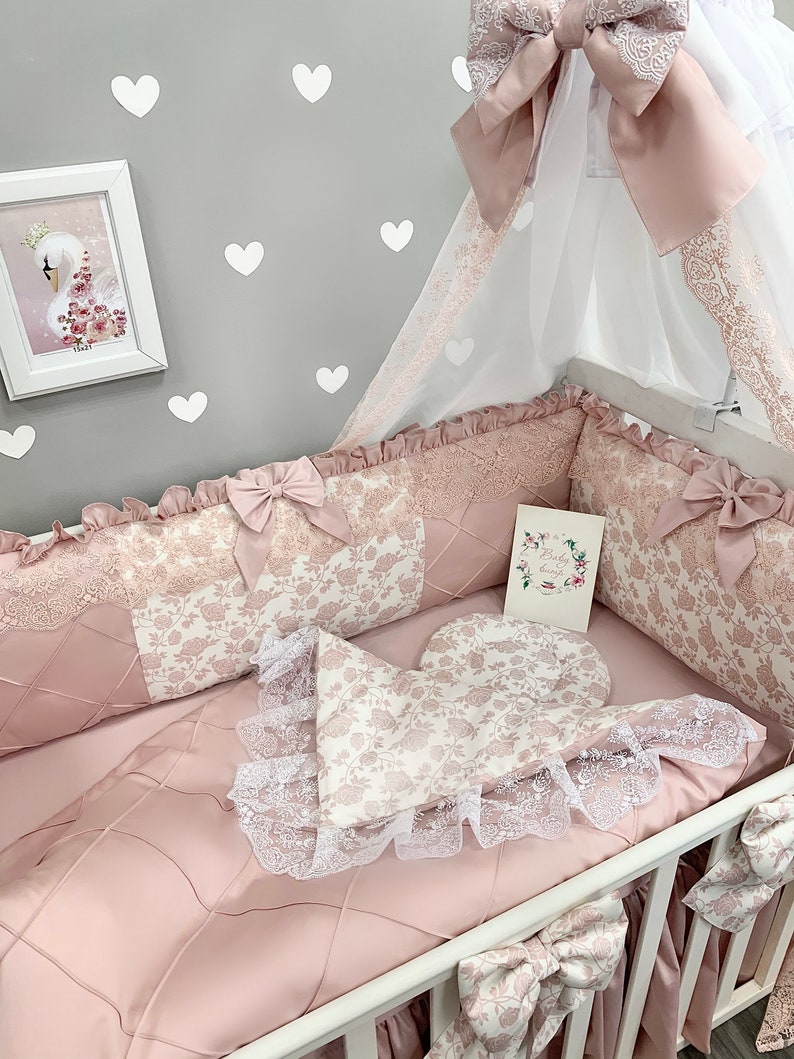 Bed Linen for Baby Cot With Roses Crib Bedding Set for Girl Etsy