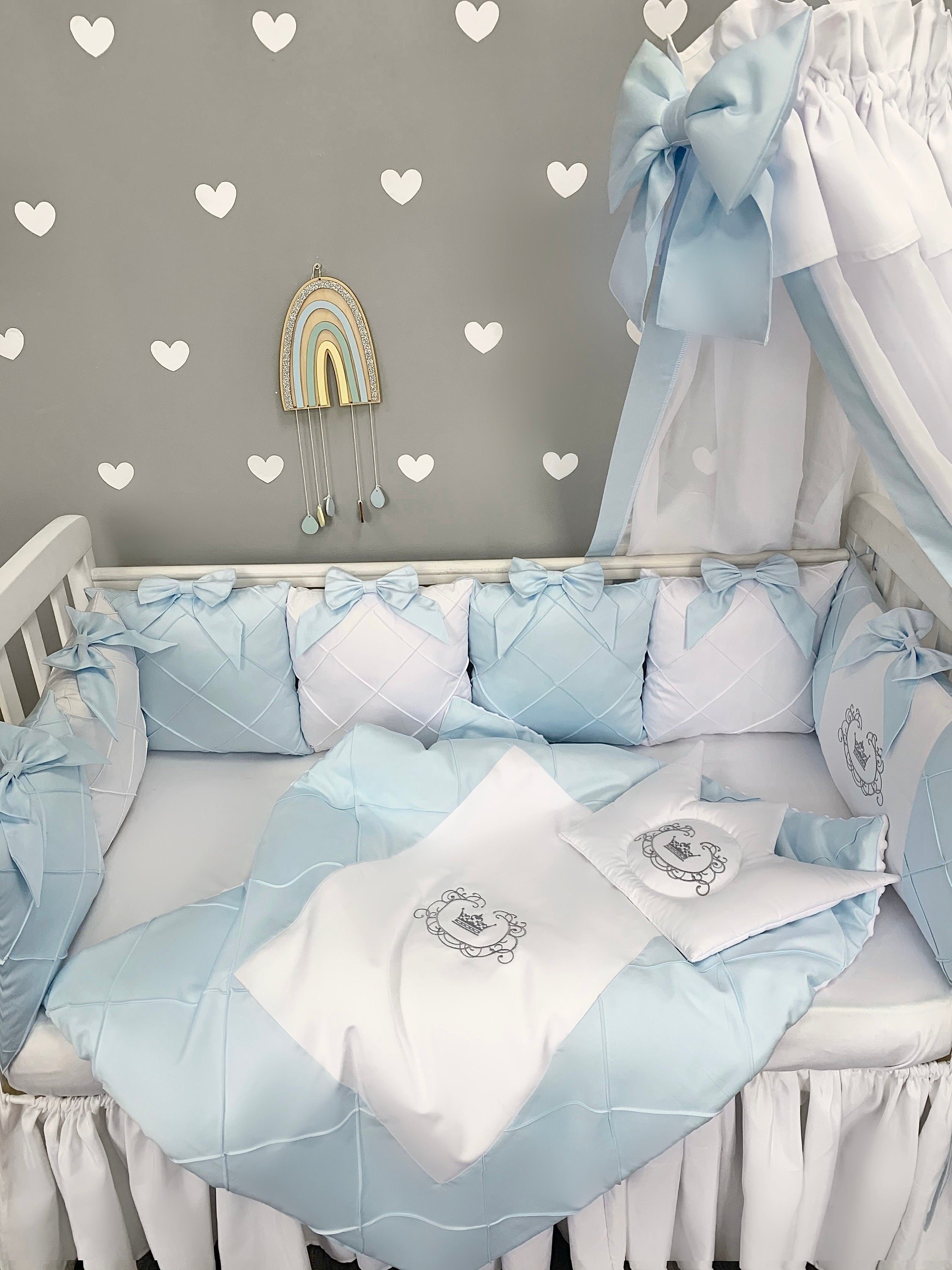 Crib Bumper Set for Boy. Cot Bedding. Toddler Bed Bumper. Baby Etsy