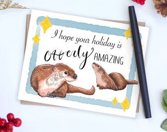 Otter Christmas Card, Pun Christmas Card, Animal Christmas Card, Funny Christmas Card, Woodland Christmas Card, Nutcracker Christmas Card