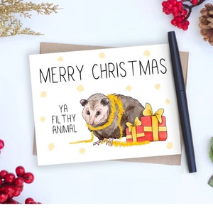 Opossum Christmas Card, Animal Pun Christmas Card, Punny Christmas Card, Punny Holiday Card, Cute Pun Christmas Card, Animal Holiday Card