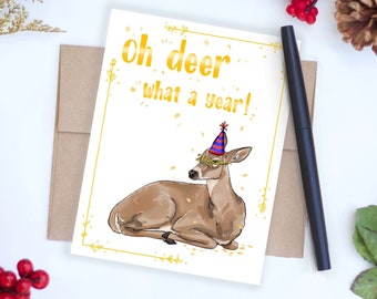 Deer Christmas Card, Pun Christmas Card, Animal Christmas Card, Funny Christmas Card, New Years Card, Funny New Years Card, Funny Xmas Card