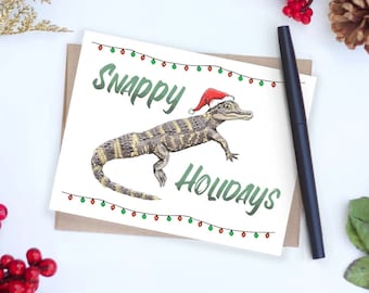 Alligator Christmas Card, Animal Pun Christmas Card, Funny Christmas Card, Funny Holiday Card, Cute Pun Christmas Card, Animal Holiday Card