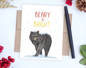 Bear Christmas Card, Animal Pun Christmas Card, Funny Christmas Card, Funny Holiday Card, Cute Pun Christmas Card, Animal Holiday Card