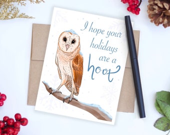 Owl Christmas Card, Animal Pun Christmas Card, Funny Christmas Card, Funny Holiday Card, Cute Pun Christmas Card, Animal Holiday Card