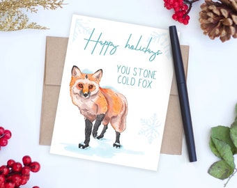 Fox Christmas Card, Pun Christmas Card, Animal Christmas Card, Funny Christmas Card, Christmas Card for Girlfriend, Christmas Card for Wife