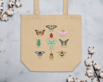 Butterfly Tote Bag, Bug Tote Bag, Moth Tote Bag, Eco Tote Bag, Cute Butterfly Bag, Insect Tote Bag, Insect Bag, Bumble Bee Tote Bag