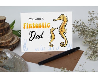 Seahorse Fathers Day Card, Sea Animal Card, Fathers Day Cards, Animal Dad Card, Punny Fathers Day Card, Pun Fathers Day Cards, Dad Joke Card