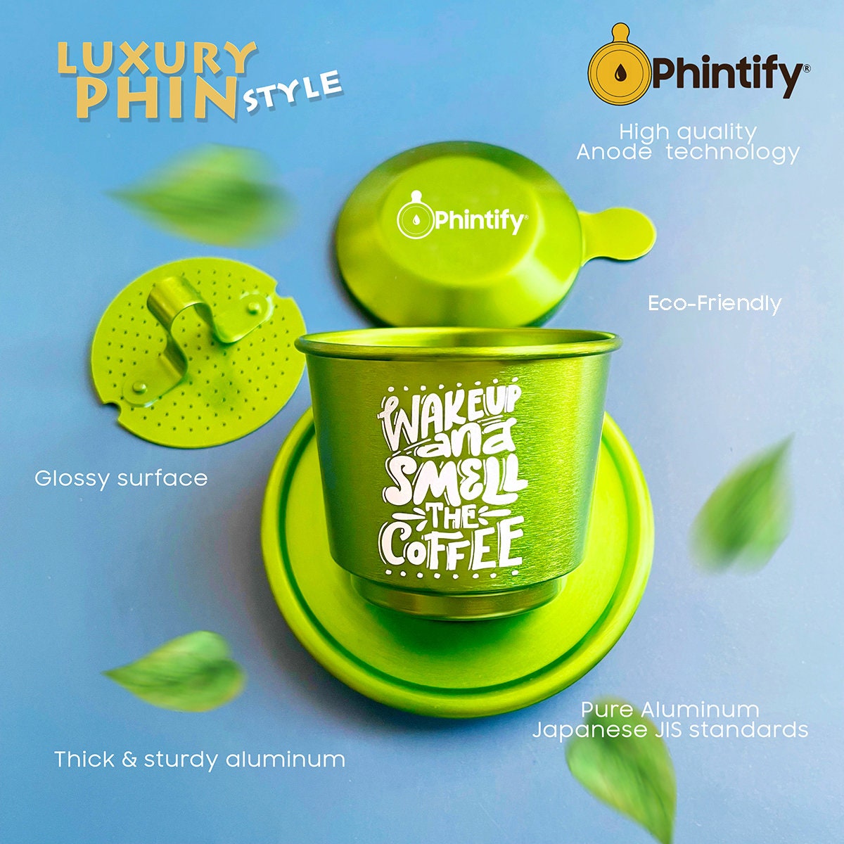 luxury phin - filtre à café vietnamien collection coffee quotes aluminium de haute qualité