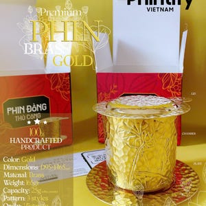 Premium Brass Phin Coffee Filter - Vietnamese Traditional Phin - 3 styles