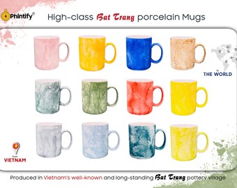 Bat Trang Porcelain Mug: Stone Enamel, Handmade Ceramic