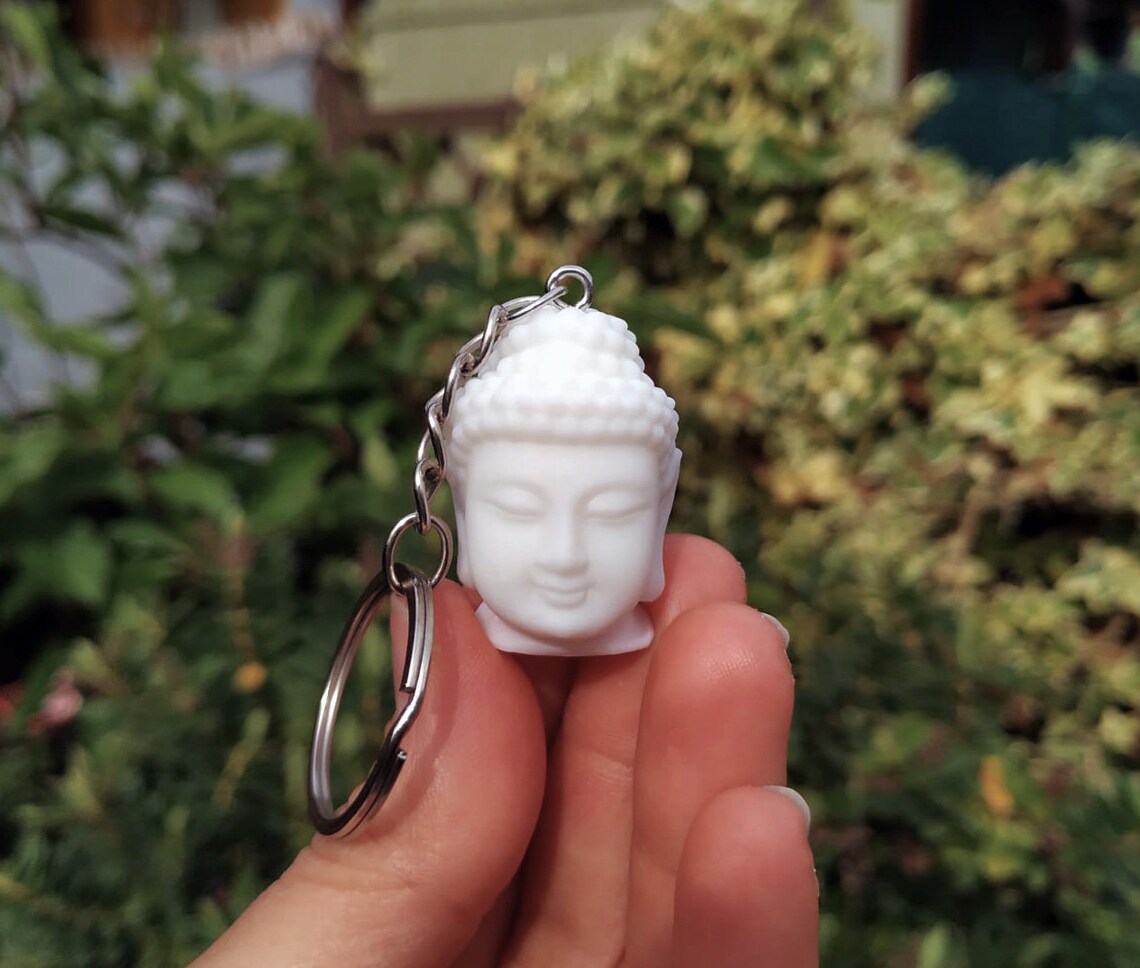 Buddha Keychain Mini Buddha Buddha Head Buddhism Keychain Etsy