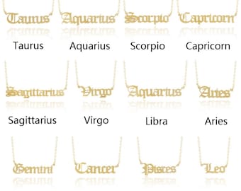 Gold Zodiac Necklace/ Zodiac Sign Chain/ Horoscope Chain/ Sign Necklace/Astrological Sign/Horoscope Necklace