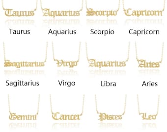 Collar del zodíaco de oro / cadena de signo del zodiaco / cadena del horóscopo / collar de signo / signo astrológico / collar del horóscopo
