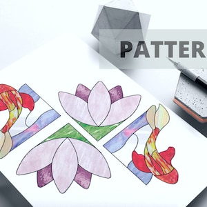 karp koi and water lily spinner stained glass pattern