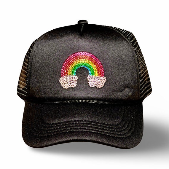 Unisex Trucker Hat with Rainbow Design Rainbow Trucker Hat | Unique, Hand Painted – bernie & zuzu main image 2