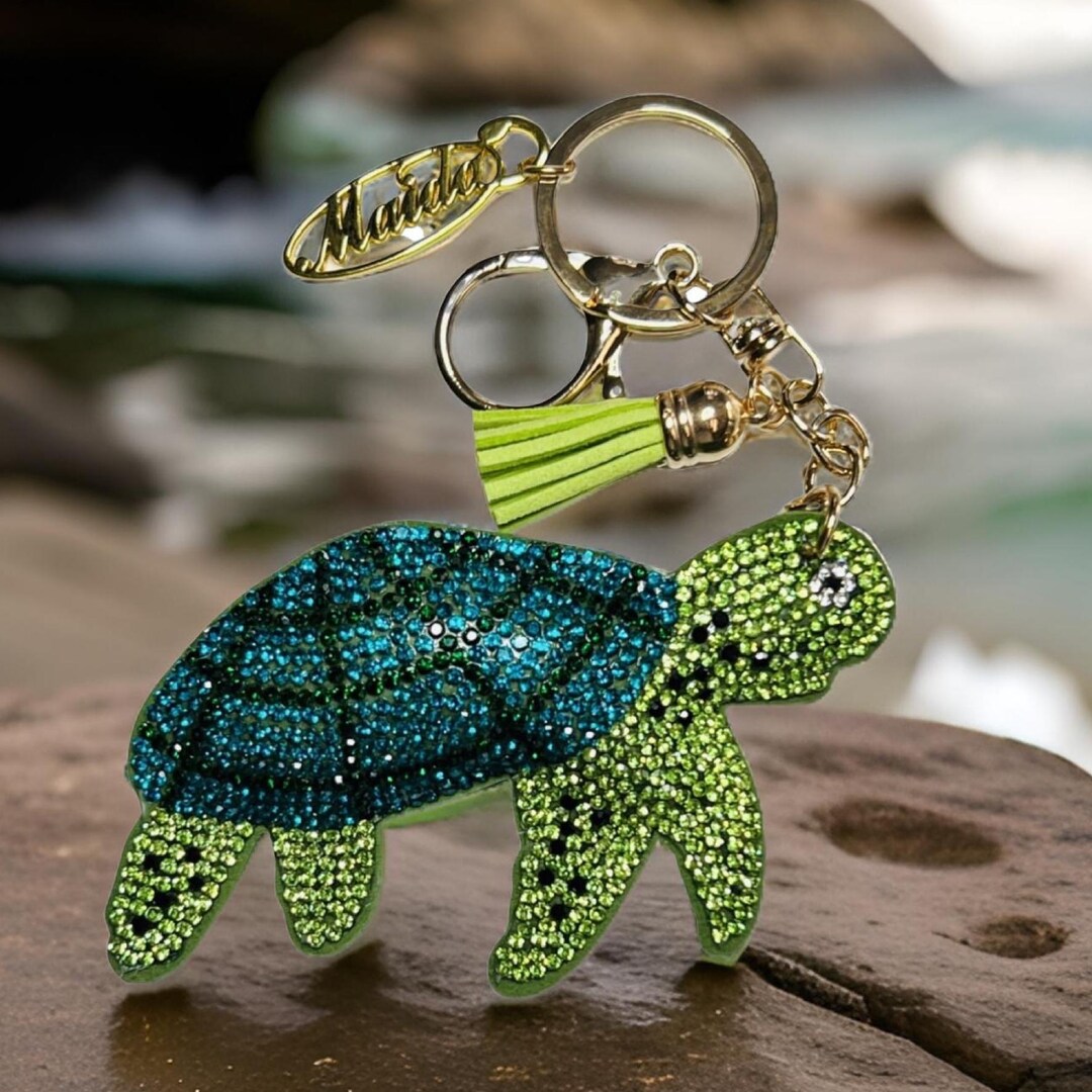 Turtle Shell Bling Sea Turtle Rhinestone Key Chain: Bling Purse Bag Charm. Exclusive - Etsy