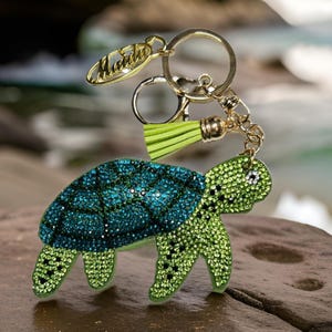 Sea Turtle Rhinestone Key Chain EXCLUSIVE Purse Bag Charm, Key chain For Women, Back pack, Bling Key ring, Ocean, Hawaii, Kids