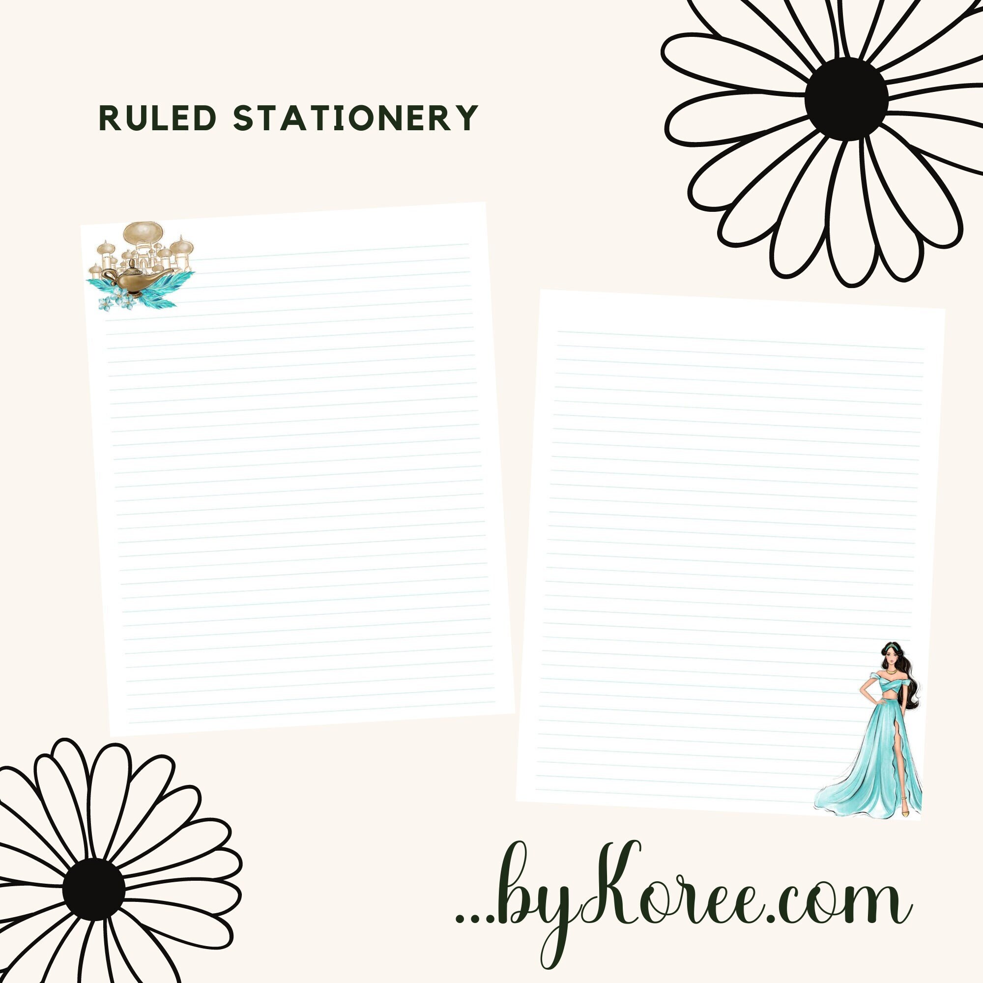 Princess inspired stationery 8.5 x 11 paper 25 sheets | Etsy