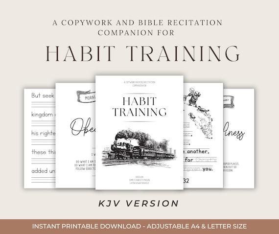 Habit Training - Copywork & Bible Recitation Companion Study (KJV Version)- Charlotte Mason Inspired Homeschool Material