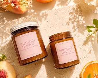 Summer Nectar Candle | Fruity Floral Soy Candle | Clementine Peach Candle | BBW Gingham Type Scent