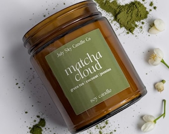 Matcha Cloud Soy Candle | Green Tea, Coconut, Vanilla Fragrance | Hand Poured Home Decor