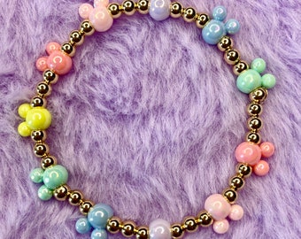 World of Color | 14k gold filled 4 mm round beads, 10 mm rainbow Mickey beads