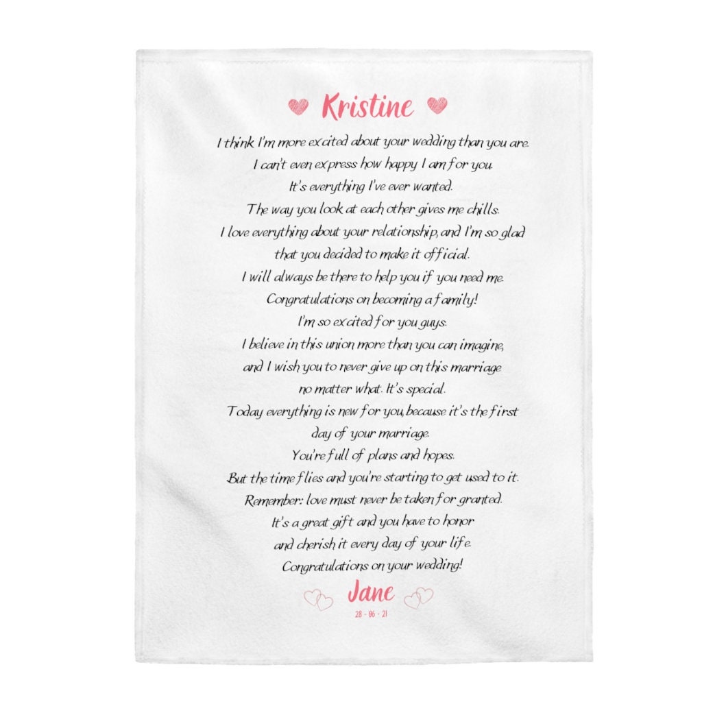 Custom Poem Blanket Brides Blanket Personalized Blanket Etsy