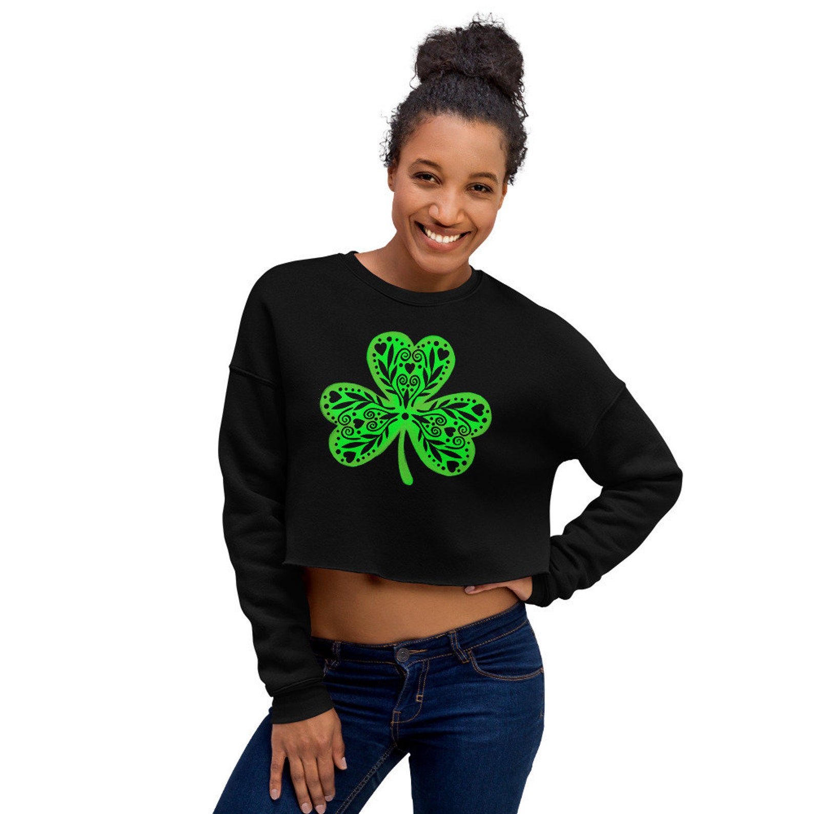 Shamrock Cropped Sweatshirt St Patricks Day Crop top | Etsy