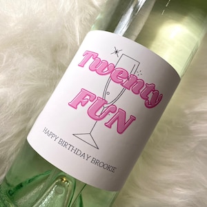 Twenty Fun birthday wine label