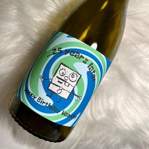 Doodlebob Birthday Wine Label