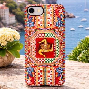 Funda para teléfono con estampado de azulejos de cerámica siciliana Trinacria "Tough Cases"