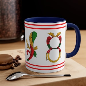 Taza de café con detalles de juego de Scopa Gard de Italia, 11 oz