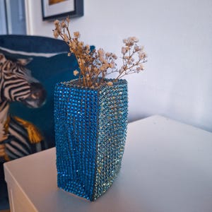 Rhinestone vase, bling flower vase, decorative crystal vase, glam home decor, sparkly vase centerpiece, bedazzled vase, modern glam decor