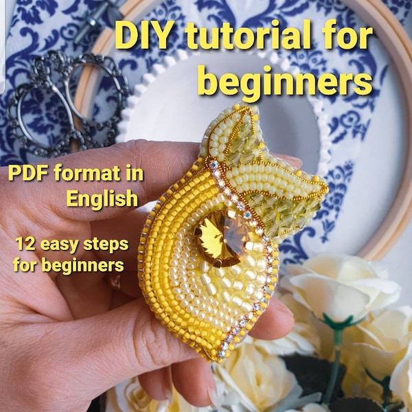 Beaded Embroidery Brooch Kit Tutorial Etsy