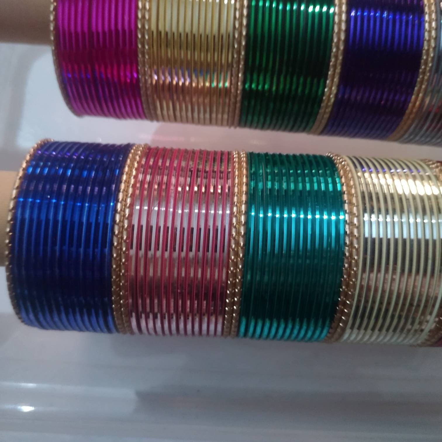 168 Shiny Metal Bangles Set 12 Colours Bangles Set Wedding Bangles