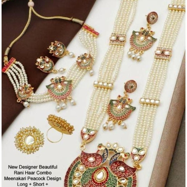 Rajputani style rani haar - peacock desgin meena rani haar - wedding jwellery - women jwellery - bridal jwellery