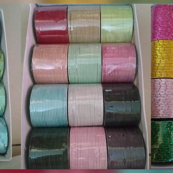 Wholesale lots of bangles in size 2.12 - 24 dozens metal bangles - 36 colors bangles -  Girls bangles - bridal bangles - 3 desgins available