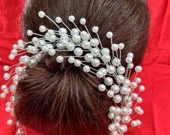 Hair accessories - bun holder - pearl gajra - wedding hair accessories - pearl hair vani - handmade gajra - Indian gajra