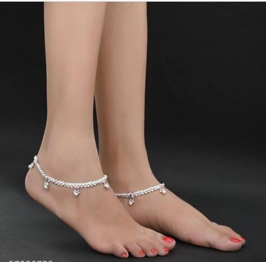 Buy Beautiful Silver Plated Bell ghungroo Anklet Girls Anklet ...