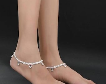Beautiful silver plated bell (ghungroo) anklet- girls anklet - bridal anklet - women anklet