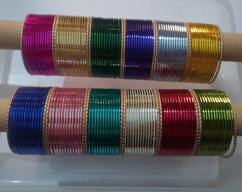 168 shiny Metal bangles set - 12 colours bangles set - wedding bangles - bridal bangles