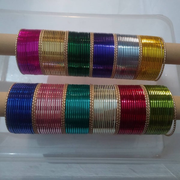 168 shiny Metal bangles set - 12 colours bangles set - wedding bangles - bridal bangles