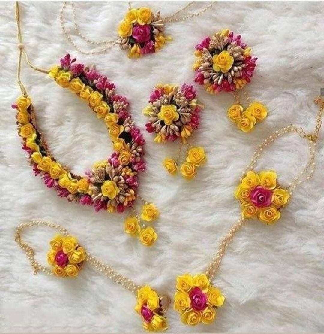 Yellow Flower Jewellery Wedding Jwellery Bridal Jwellery Etsy UK