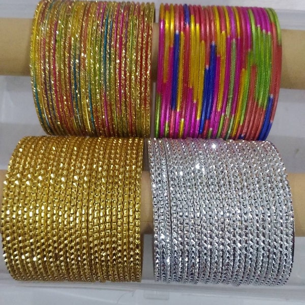 Big size 2.10,2.12 metal bangles - 24 metal bangles - 4 desgins available - bridal bangles - women bangles - Indian bangles - girls bangles