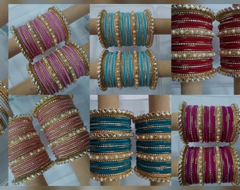 Bridal bangles set - metal bangles with golden bangles - girls bangles - party wear bangles - women bangles - wedding bangles